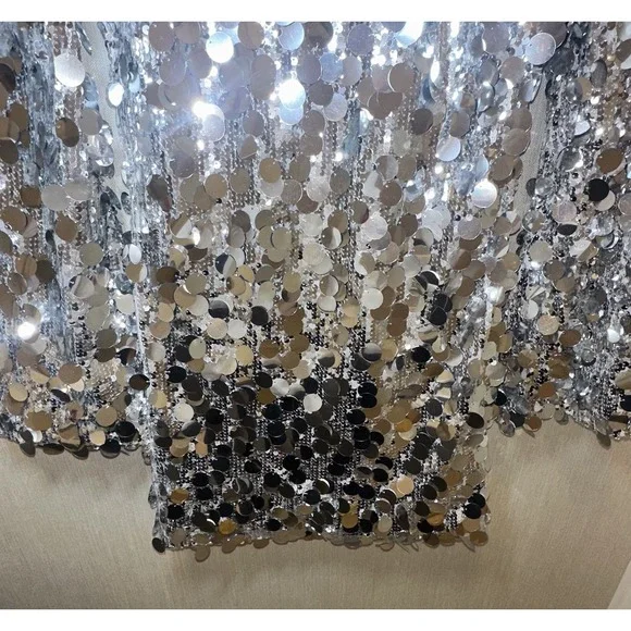 New 12th Tribe Pippa Silver Payette Long Sleeve Mini Dress S - Picture 4 of 12